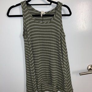 Olive and White Striped Tank